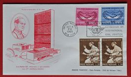 UNO VATIKAN FRANKATUR FLUGPOST PAPST FLUG NEW YORK ROM 1965