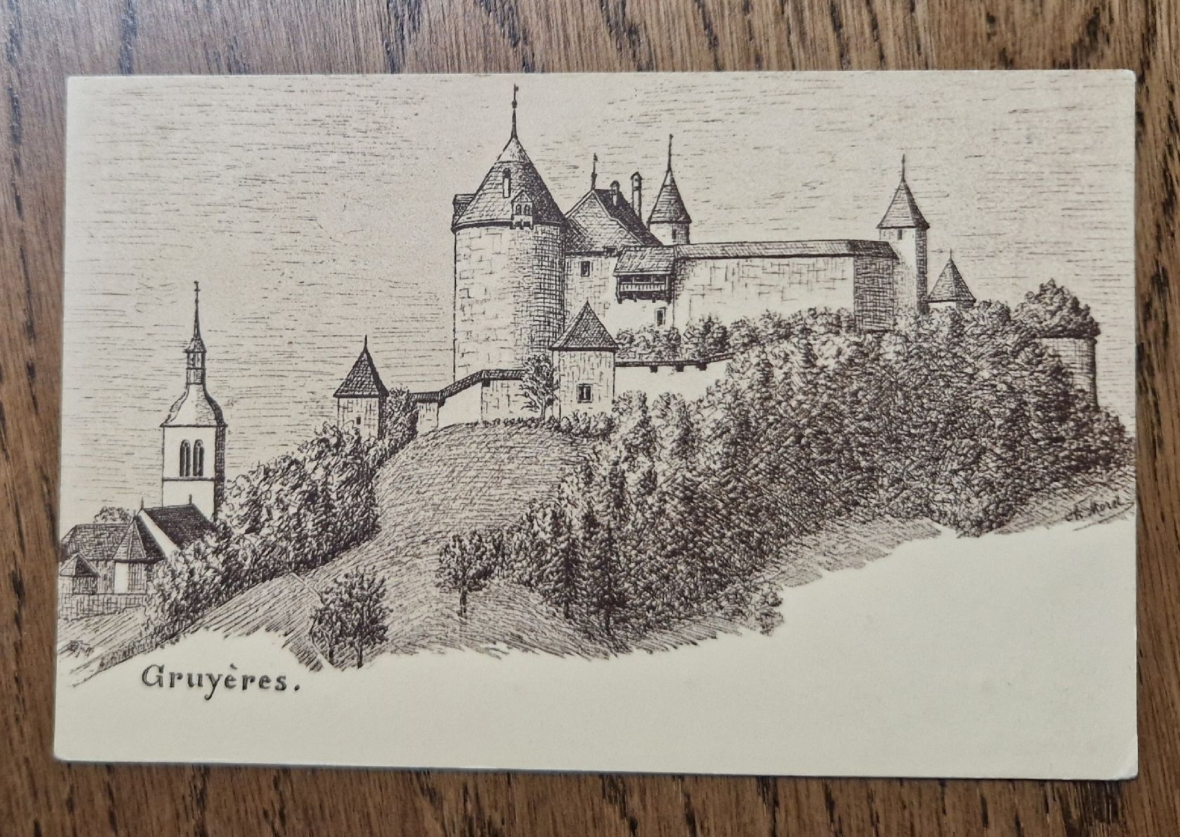 Cartoline postali: Château de Gruyères, Stempel des Schlosses – Usato da Ebikon venduto da Donar50