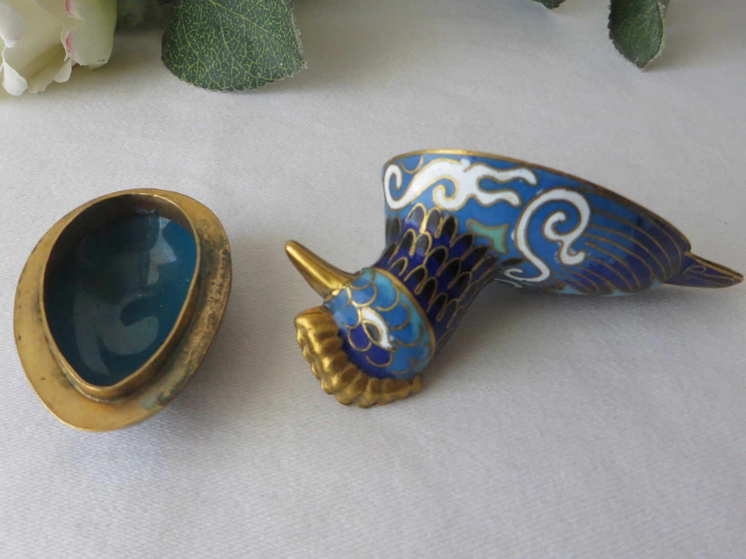 Statuette: SELTENES CHINESISCHES CLOISONNÉ VOGEL DÖSCHEN BUNTE EMAILLE – Usato da Neuhausen am Rheinfall venduto da Arielle55 3