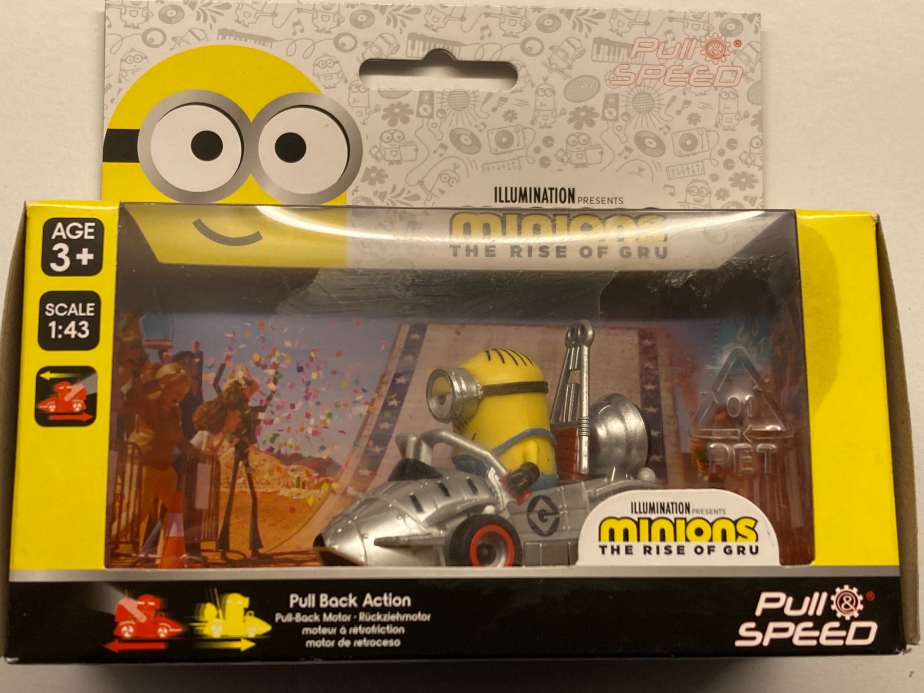 Modellini d'auto: MINION DIE CAST VEHICLE 17348 STUART WITH GREY VEHICLE PULL – Nuovo e nell'imballaggio originale da Vezia venduto da Aquarius_Age
