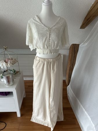 Sommerleichte Stoffhose, Beige, Gr. M - Ideal für den Sommer