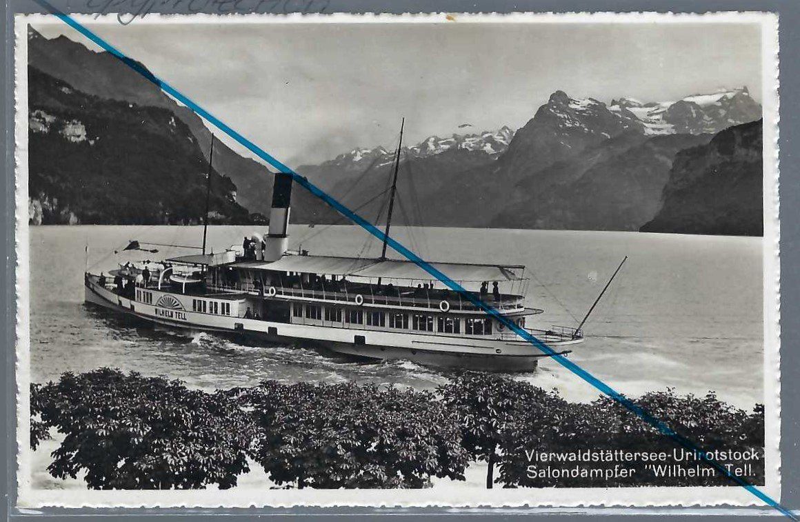 Cartoline postali: Brunnen. Dampfschiff 'Wilhelm Tell'. – Usato da Horw venduto da SwissSteamMemories