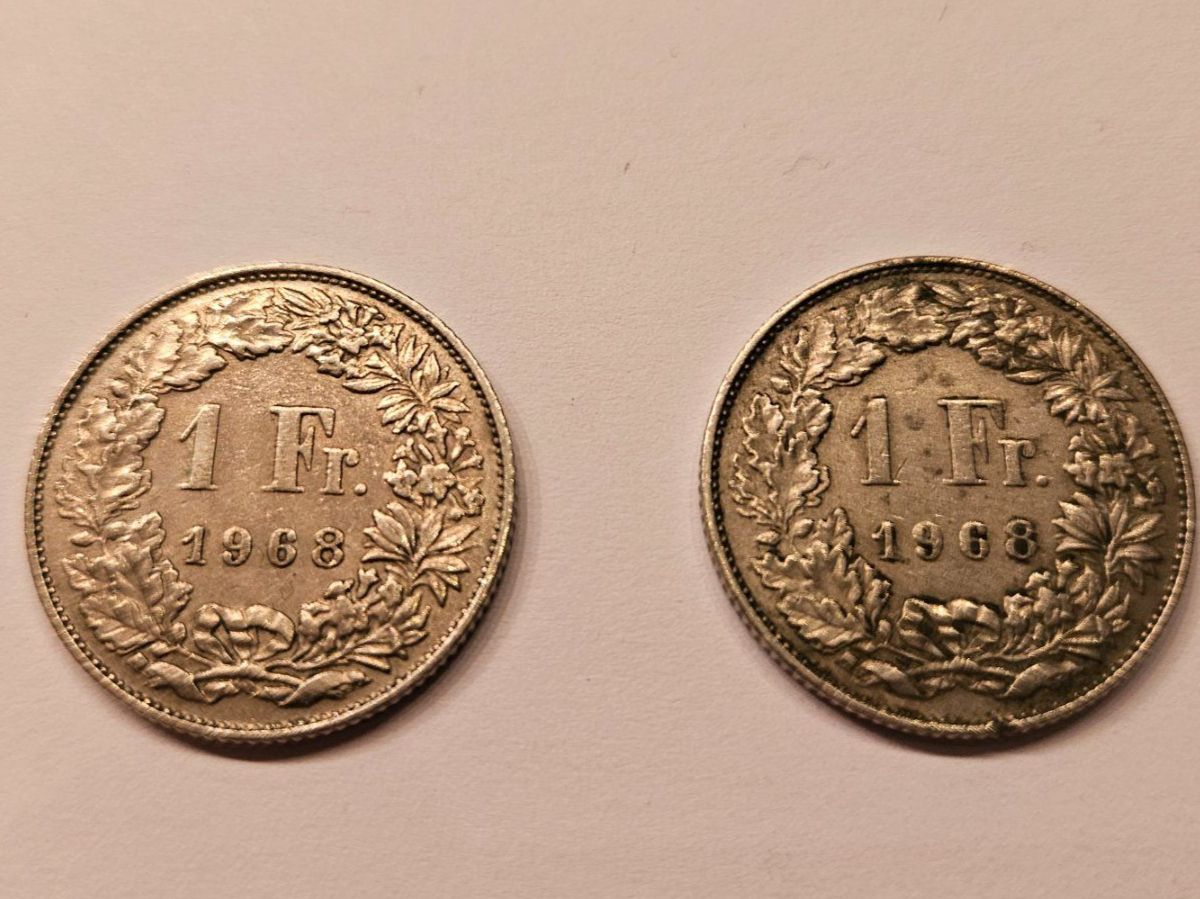 Tutti le monete: 1 Franken, 1968, 2 Stk. – Usato da Trachslau venduto da Daniel12766