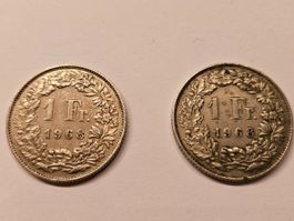1 Franken, 1968, 2 Stk.