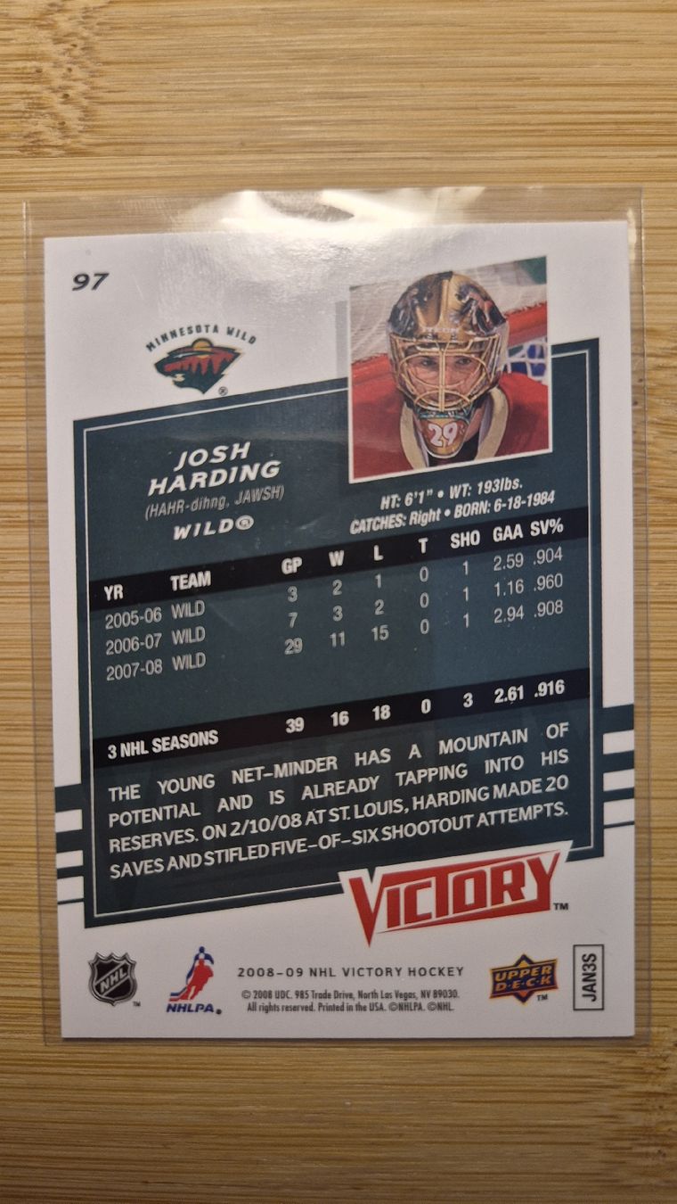 NHL Sammelbilder & Trading cards: NHL Josh Harding Minnesota Wild – Gebraucht aus Bellach von IceCards-80 1