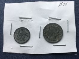 1 und 2  Rappen  1944 in  Set Schweiz