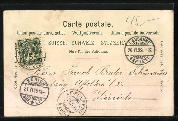 Cartoline postali: Lithographie Ouchy, Ortsansicht, Dampfer – Usato da Berlin venduto da bartko-reher 1