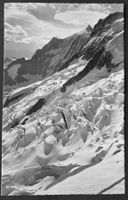 Blick von der Jungfraubahn auf Fiescherfirn und Fiescherhorn