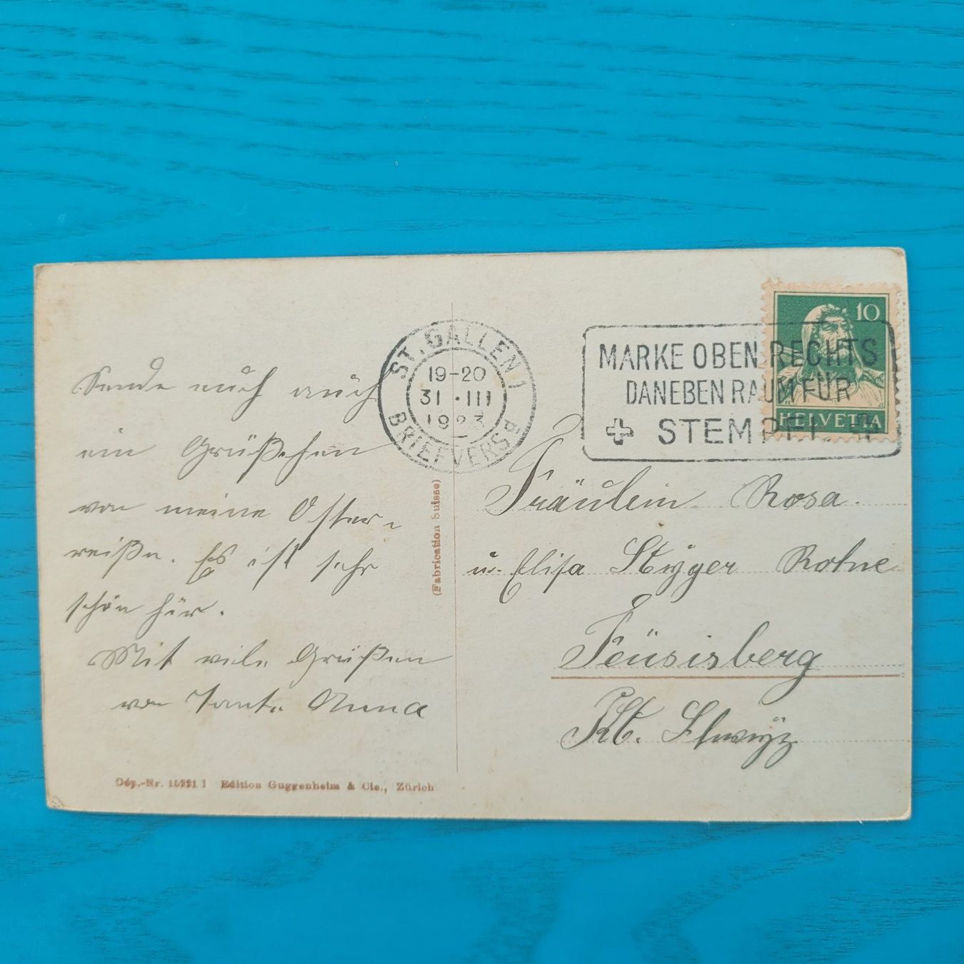 Cartoline postali: St. Gallen / Bahnhof mit Postgebäude 1923 – Usato da SCHÜBELBACH venduto da CoKaHa 1