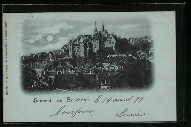 Ansichtskarten: Mondschein-AK Neuchatel, Panorama mit Sc – Gebraucht aus Berlin von bartko-reher