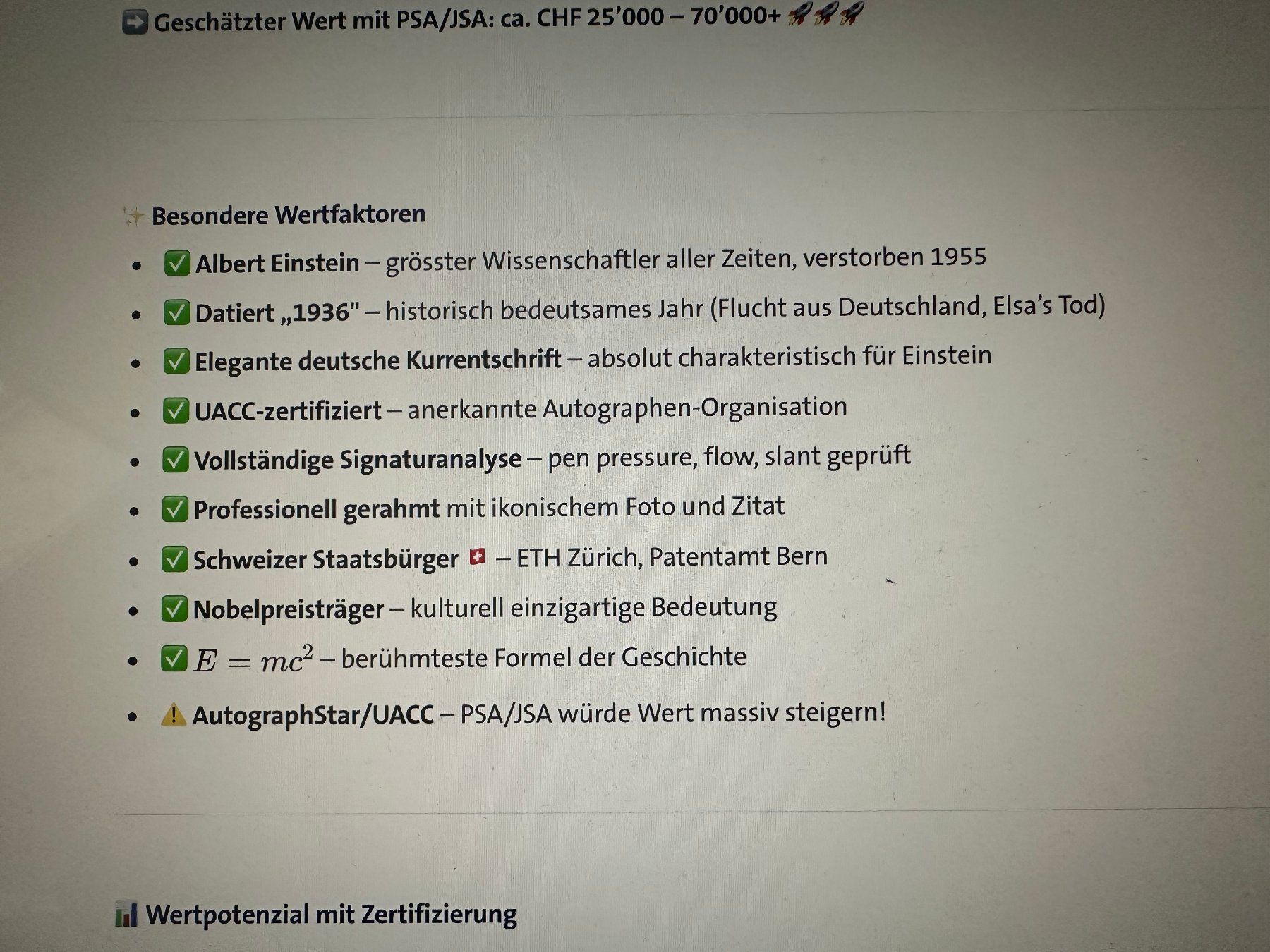 Autografi: Originalautogramm von Albert Einstein 1936 mit COA – Usato da rafz venduto da Ttt0071 2