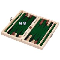Backgammon en bois tapissé à l'intérieur de feutre vert-NEUF
