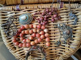 Lot schöner Schmuck Holz,Edelstein, getragen Hippie, Boho...