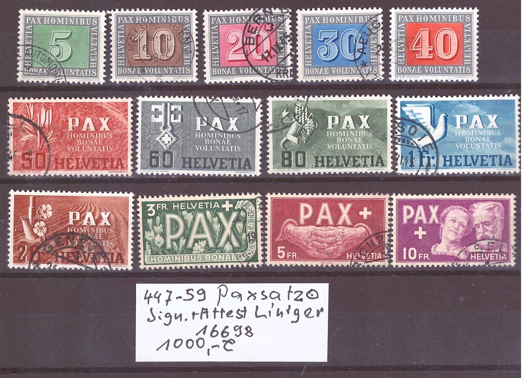 Tous les timbres: PAXSATZ MIT ATTEST – D'occasion à Dübendorf par Piero2