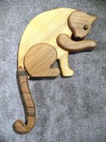 Katzen Kantenhocker Massiv Holz Esche Deko Unikat Figur B)