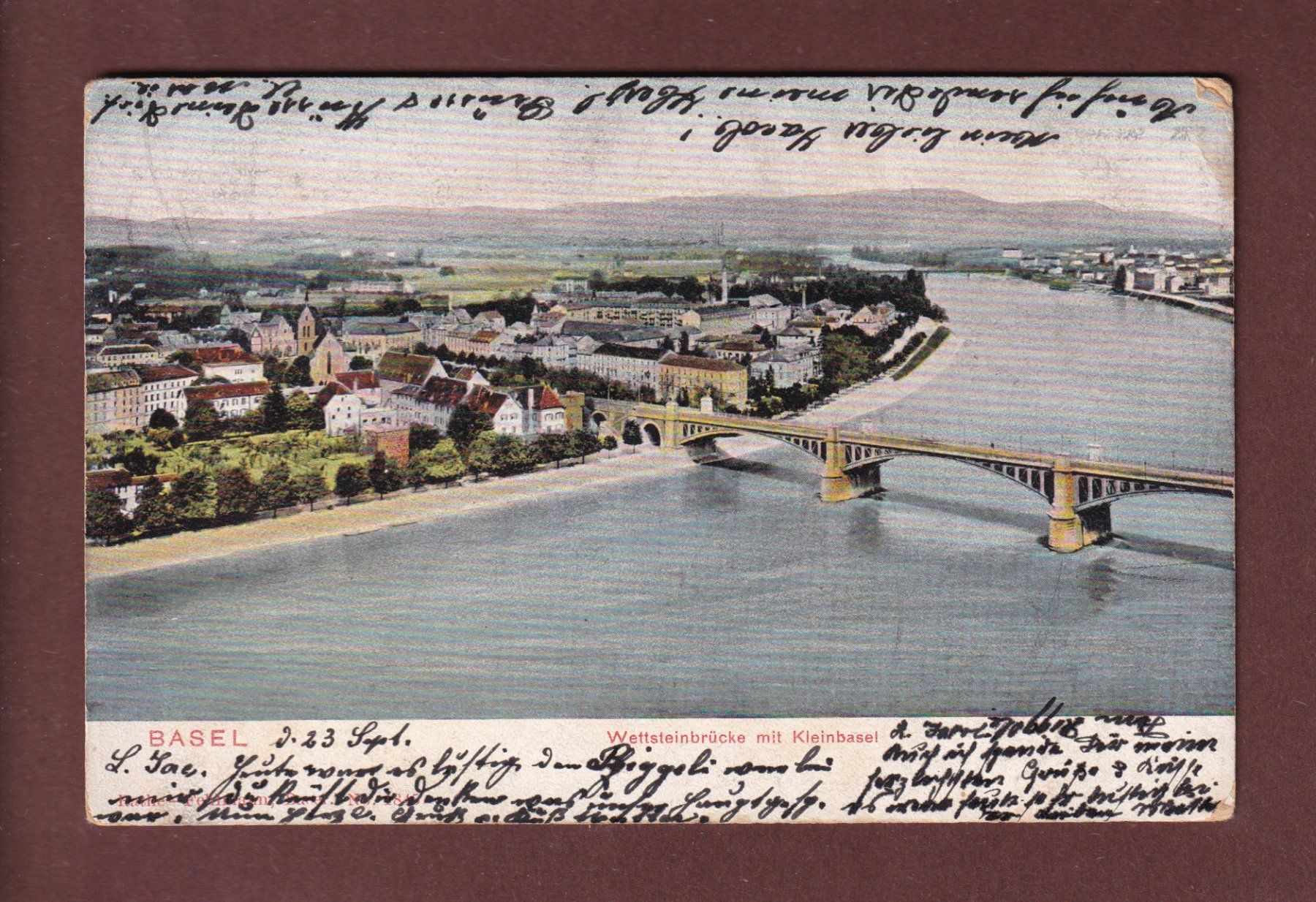 Cartoline postali: BASEL - Wettsteinbrücke - Kleinbasel - 1903 – Usato da Pully venduto da nicecards-shop
