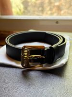 Belt black calfskin gold buckle 85cm lang 3cm