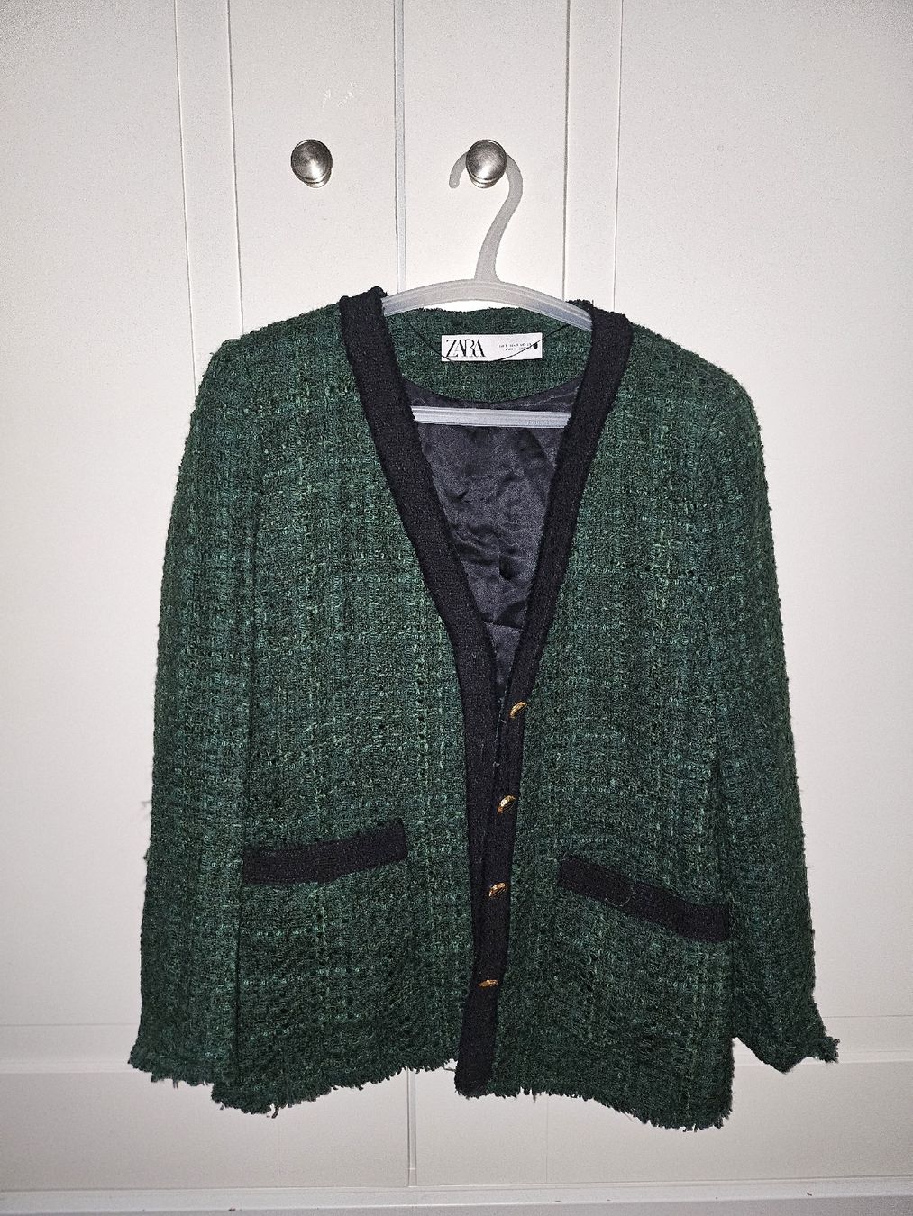 Pulls & Sweat-shirts: Zara Tweed Jacket Green Black Buttoned Front Size M – D'occasion à Luzern par atm_2b6m 1