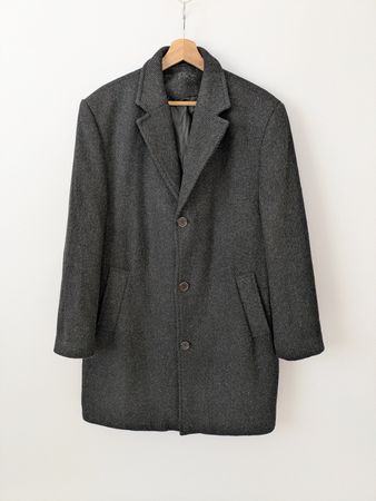 Herren Mantel dunkelgrau Wolle Grösse XXL 