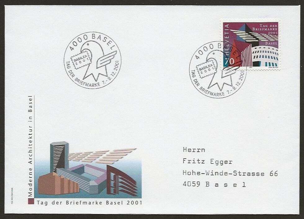 Tutti i francobolli: 2001 Brief Tag der Briefmarke  BASEL – Usato da Arlesheim venduto da kuhnphila