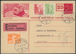 1948/49 - Bildpostkarte - Postauto - MiF • Pieterlen BE