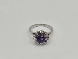 Ring Weissgold 750 mit Amethyst und Diamanten gebraucht