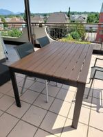Gartentisch braun Metall Lamellen Holzoptik rechteckig