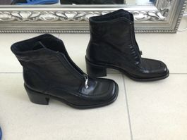Schwarze Lederstiefeletten von Mexx, Grösse 36