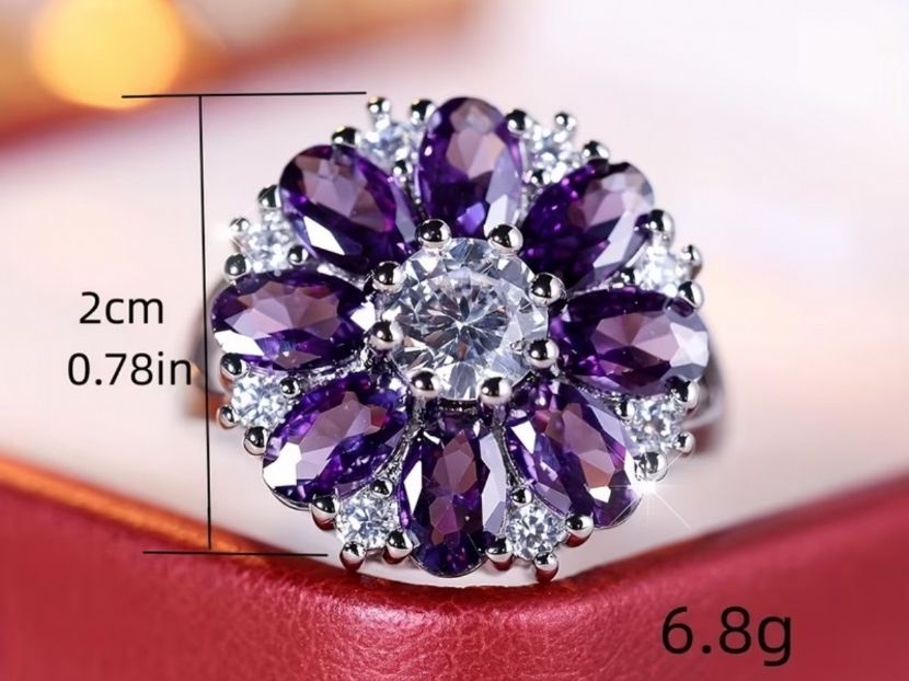 Bagues: Luxus Elegante Gr.19/9 Ring Farbe: Silber/Lilas – Neuf (Voir description) à Biel-Bienne par Roserosse13 8