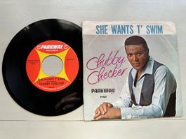 CHUBBY CHECKER rare Kult Single She wants t' swim Top Hit