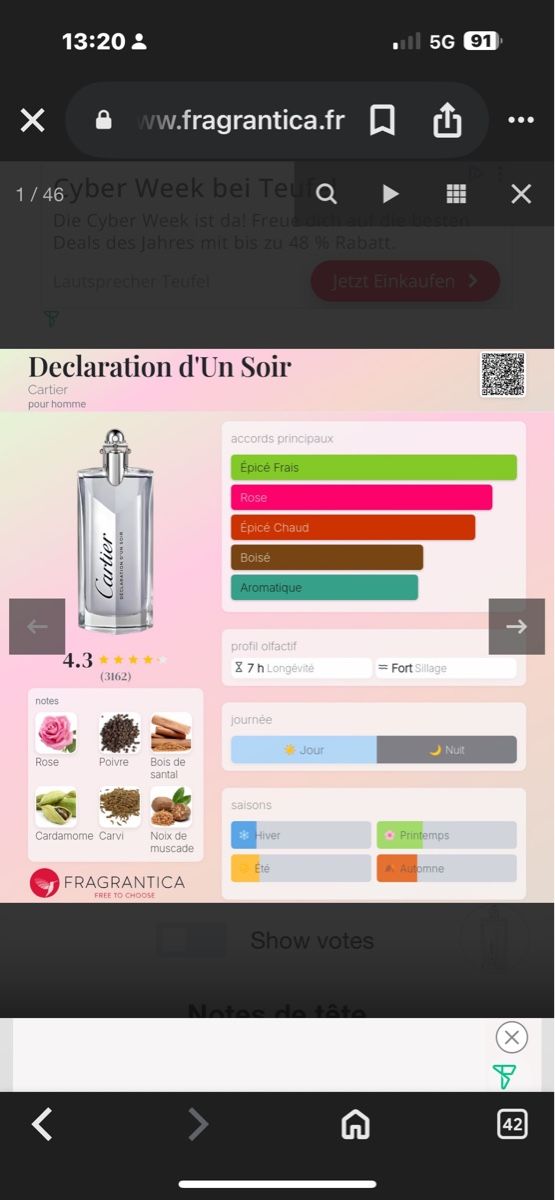 Cartier Profumi & Eau de Toilette: Cartier Déclaration d’un soir 5ml – Nuovo (secondo la descrizione) da Lausanne venduto da Tounitz 1