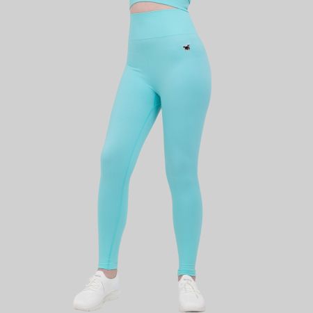 Fitness Leggings Damen Seamless Waist Tiffany Blau L YAKWARY