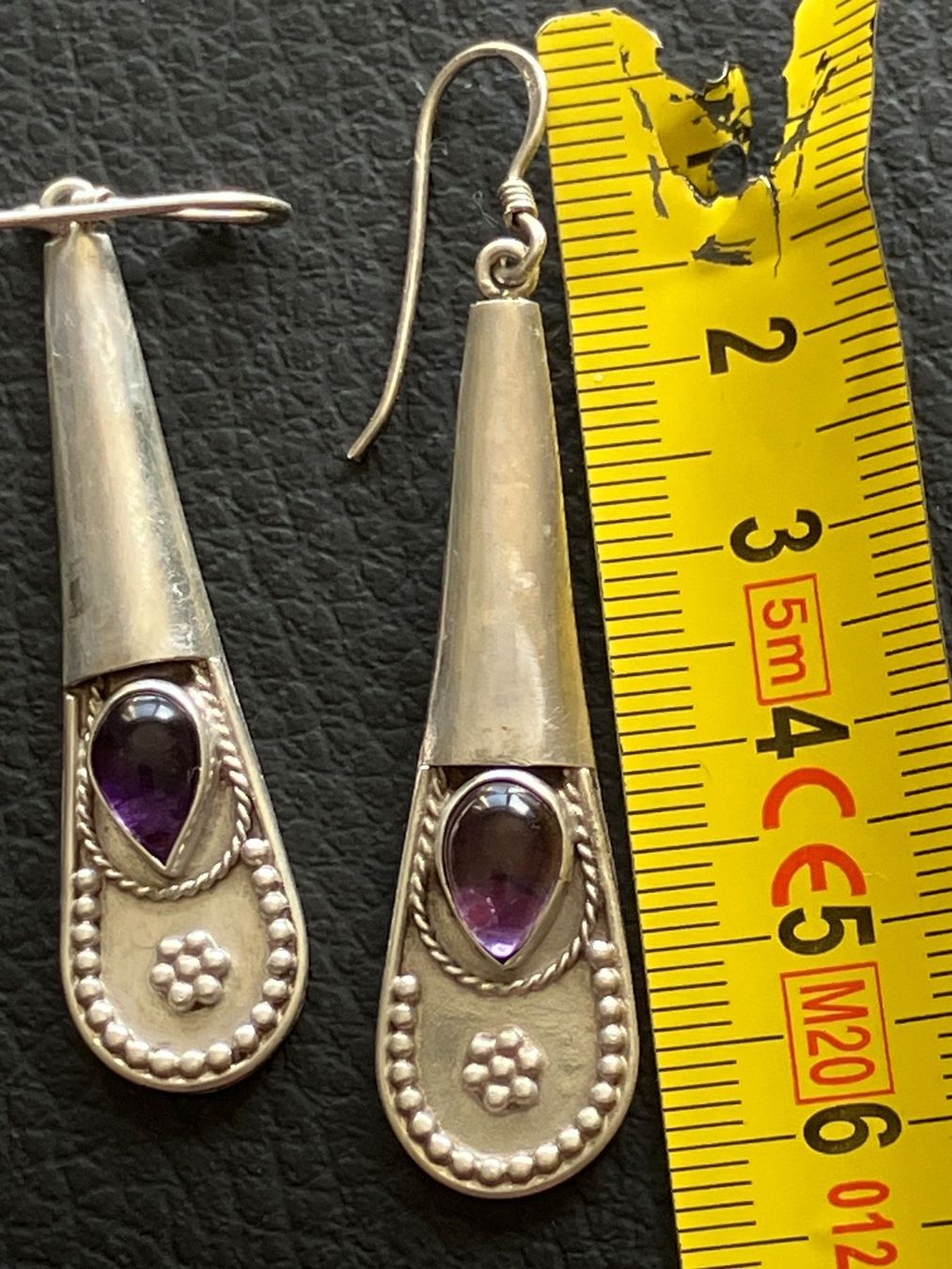 Boucles D'oreilles Vintage En Argent 925 Pendantes - Design Art Filaire - Neuf Sans Emballage