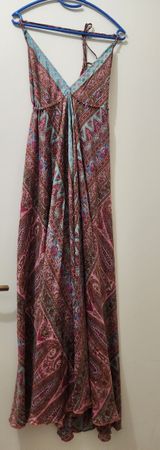 Robe longue Corte Hindu imprimée taille unique 100% soie