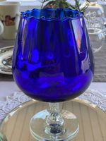 Vintage - Kobalt Blaue Pokal-Vase
