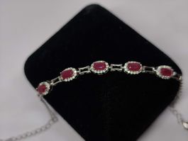 Echt Rubin Armband Silberarmband 925 Silber sehr fein 15-19c