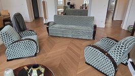 Salon club art deco ébène de Macassar 