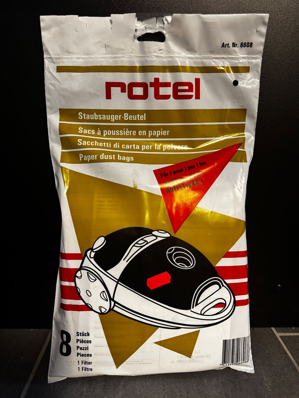Rotel Aspirapolveri & Accessori: Rotel Staubsaugerbeutel Typ 66.1 - 8 Stück + 1 Filter – Nuovo e nell'imballaggio originale da Affeltrangen venduto da Fuelli03