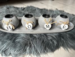Kerzenständer HOME, 4er Set, Deko für Zuhause, neuwertig