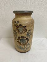 Vintage Scheurich Keramik Vase mit floralem Reliefdekor