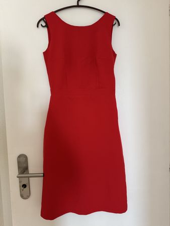 Red Dress with Lace Detail - Midi