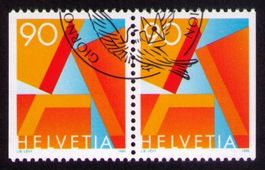 1995_887H3_ MARKENHEFT A-POST__PAAR mit Tauben-ET-O !