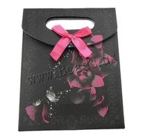 Geschenk Tüte Tasche schwarz geblümt