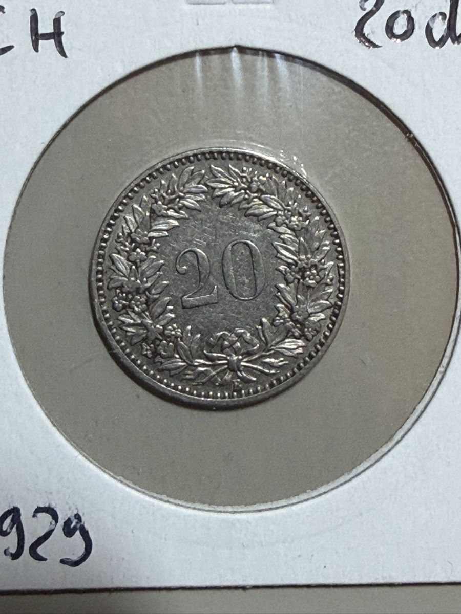 Alle Münzen: CHF 0.20 - 1929 – Gebraucht aus Payerne von Mike1682