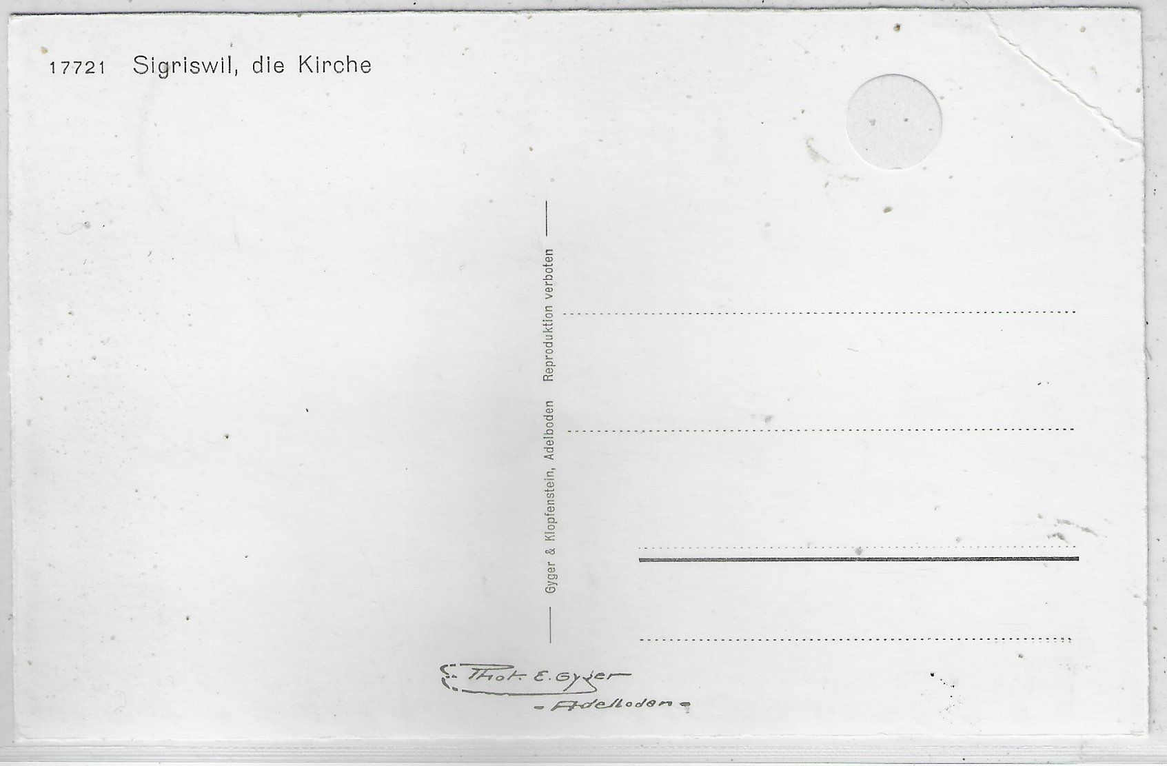 Cartoline postali: Sigriswil - Kirche - Photo: E. Gyger – Usato da Ettingen venduto da Kartenplanet 1
