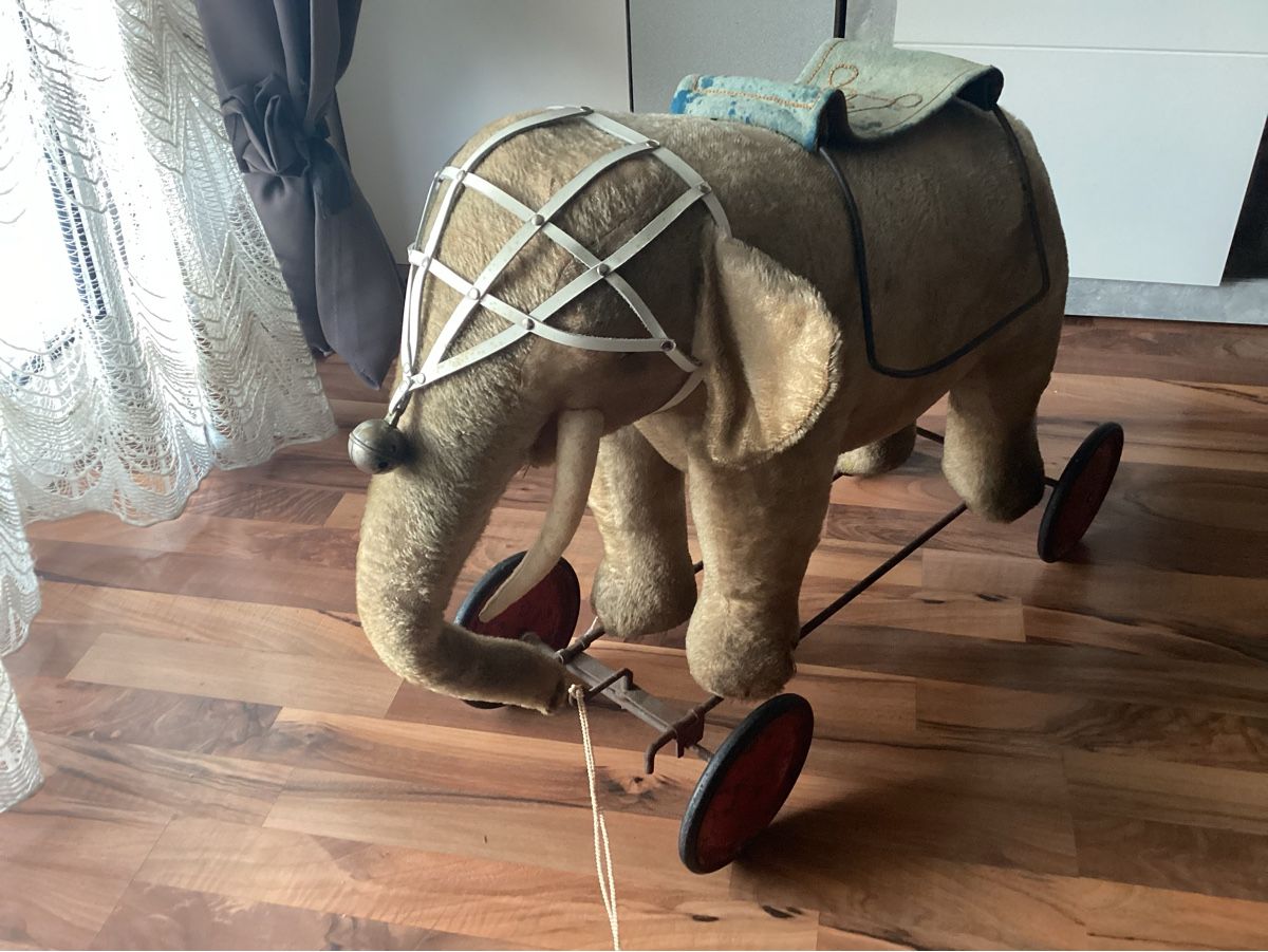 Steiff Giocattoli: ALTER STEIFF ELEFANT AUF RÄDER UM 1920/30 – Usato da Münchenstein venduto da NoSu98