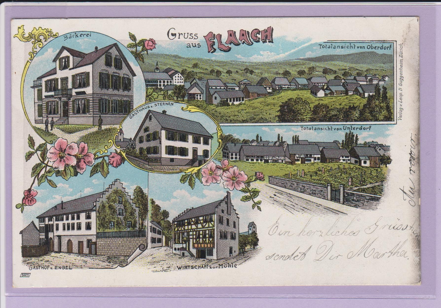 Cartoline postali: Flaach   :   Litho - Karte von  1908 – Usato da Vitznau venduto da Ropaku