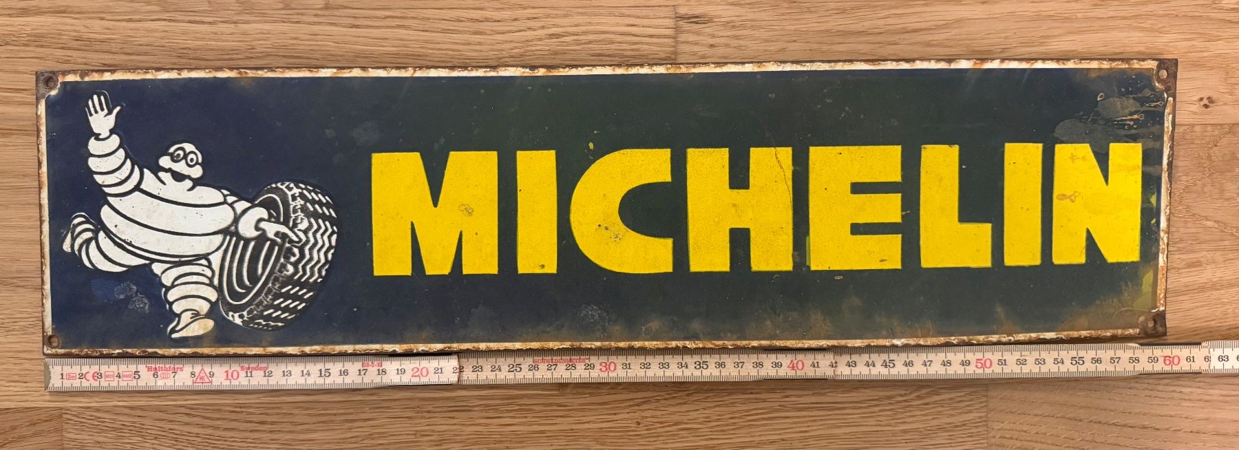 Michelin Insegne: Michelin Emailschild / Emaille Schild – Usato da Bremgarten b. Bern venduto da airline-trolley 1