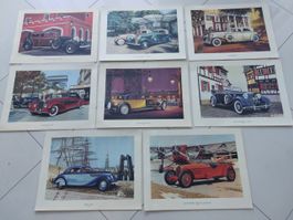 8x Prestigious Cars Of The Past - Top Rare !! Cm59x44 - 1972