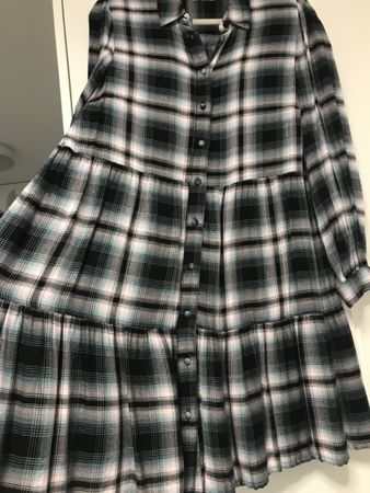 Hemdblusenkleid Gr. 40kariert schwarz blau rosa